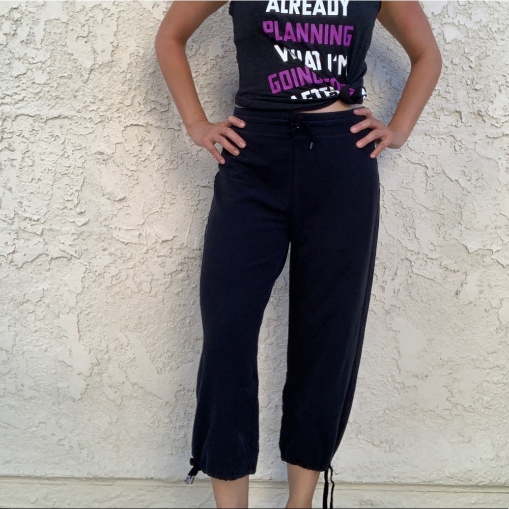Sope Creek Black Ankle Tie Comfy Crop Pants